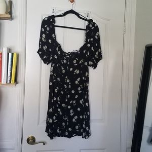 Puff sleeve floral sun dress